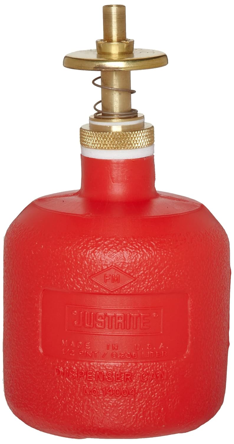 JUSTRITE Justrite 14004 8 oz Capacity, 5 1/2 H, 3 1/8 O.D High-Density Polyethylene Red Dispenser Can