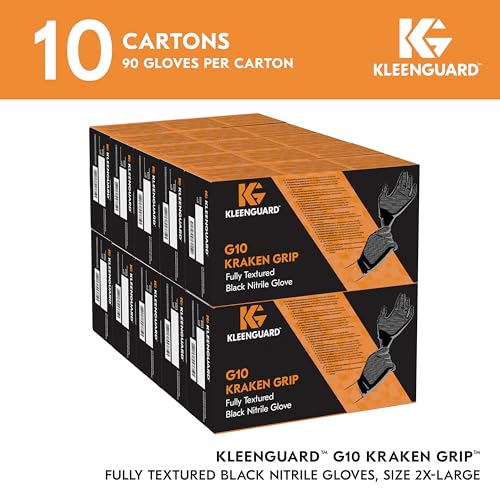 KLEENGUARD Kleenguard 49279 Kraken Grip Fully Textured Black Nitrile Gloves 2XL 90 Gloves/Box