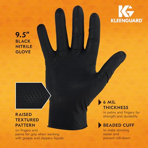 KLEENGUARD Kleenguard 49279 Kraken Grip Fully Textured Black Nitrile Gloves 2XL 90 Gloves/Box