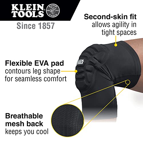 KLEIN TOOLS Klein Tools 60492 Knee Pads Lightweight Padded Knee Sleeves Black M/L