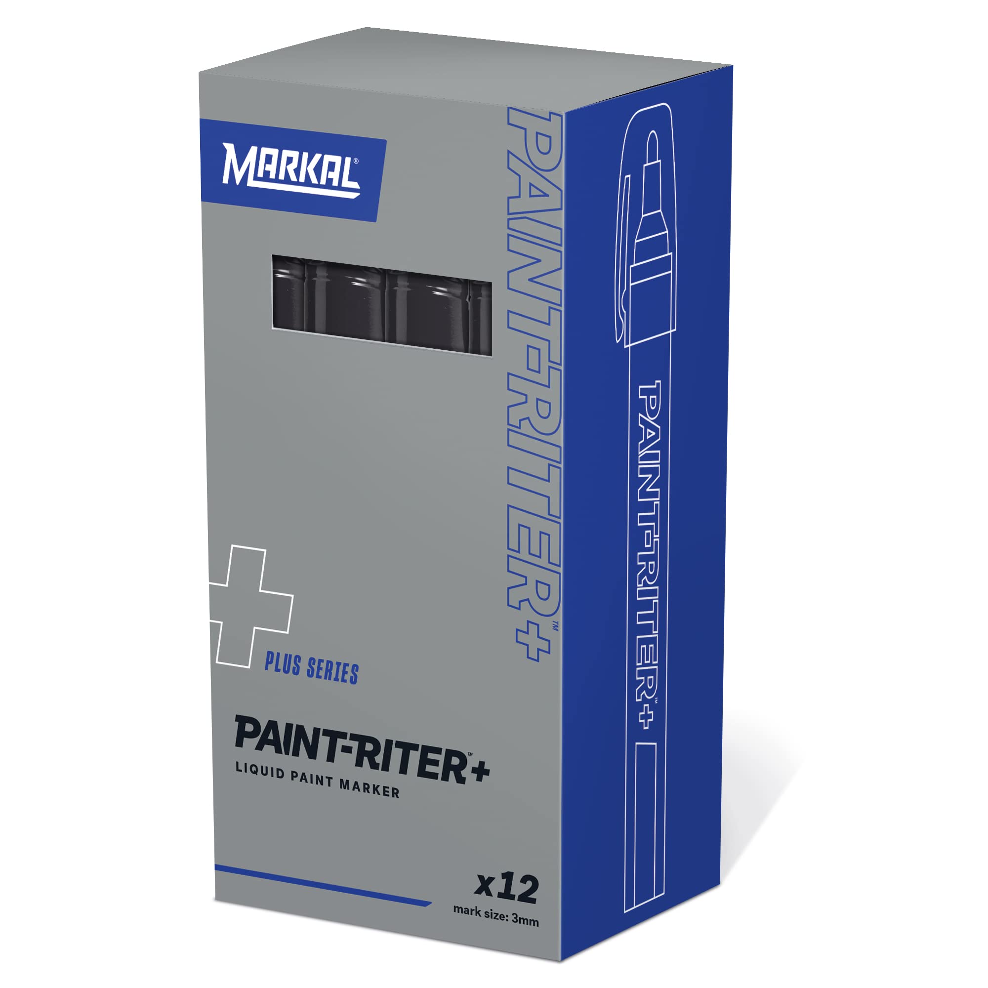 MARKAL Markal 96963 Paint-Riter+ Oily Surface Liquid Paint Marker Black 1/8 in Bullet Tip Pack of 12