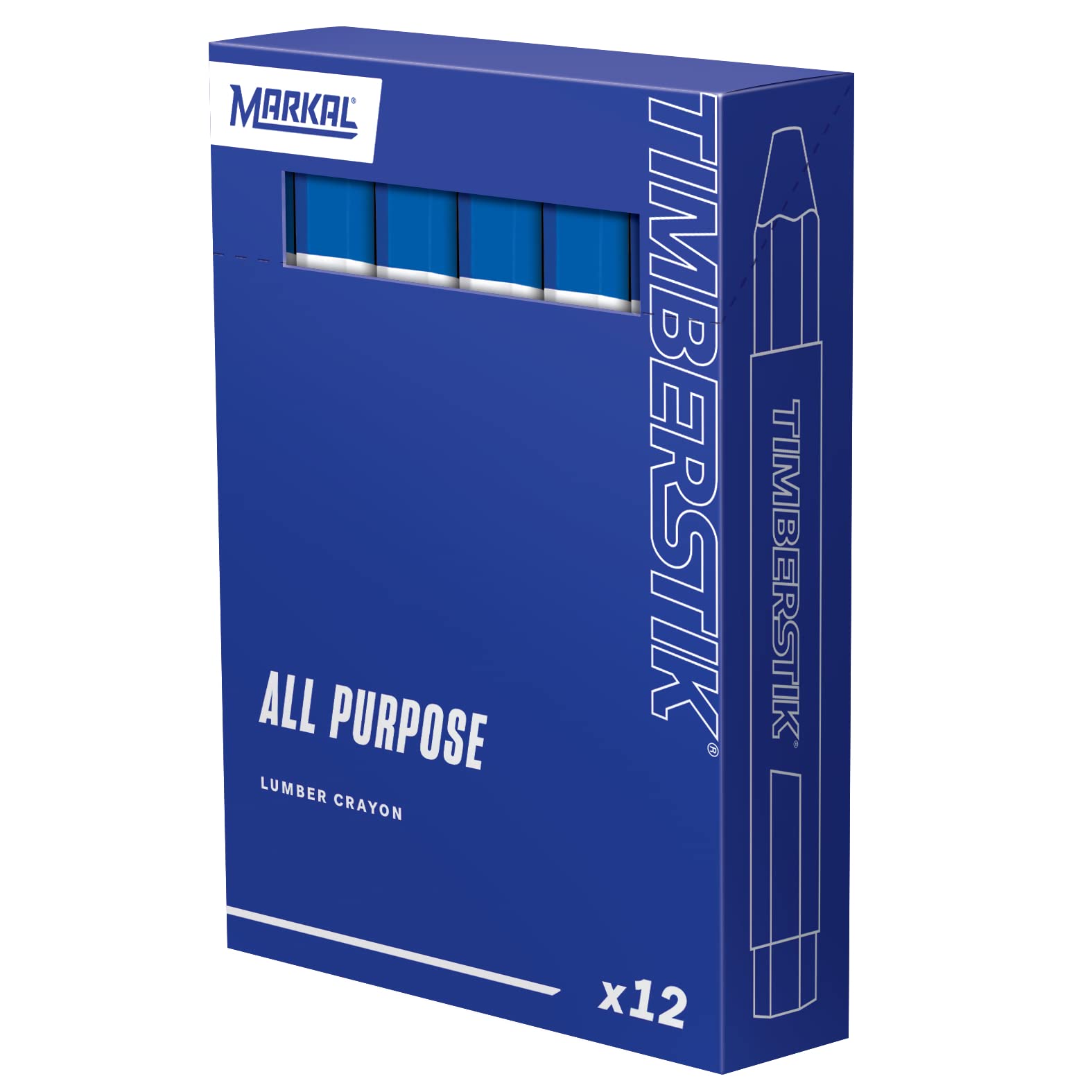 MARKAL Markal 80355 Timberstik All Purpose Lumber Crayon Wax Based 12 Pack Blue Weather and Fade Resistant