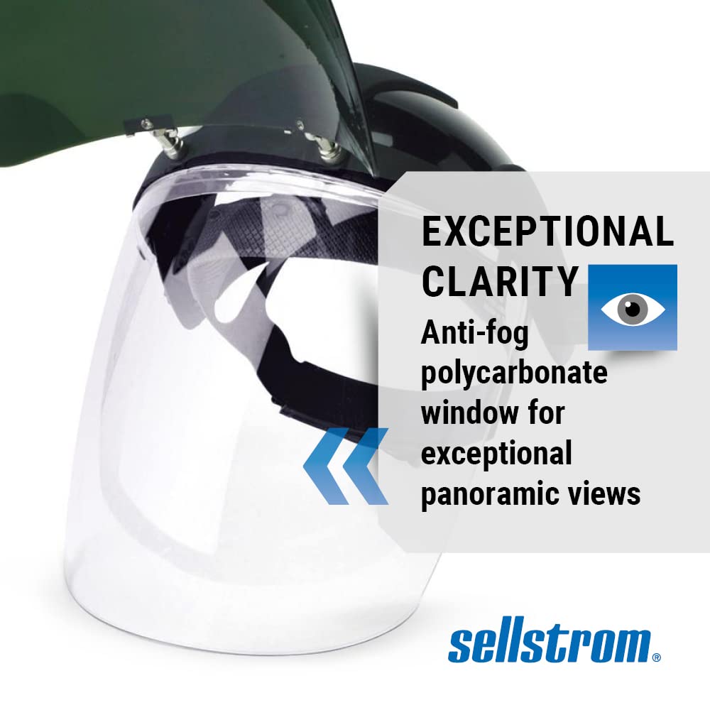 SELLSTROM Sellstrom S32151 DP4 Series Multi-Purpose Faceshield, Flip-Up IR Window & Ratcheting Headgear, AF/Clear, Shade 5 IR, 9 in H x 12.125 in L