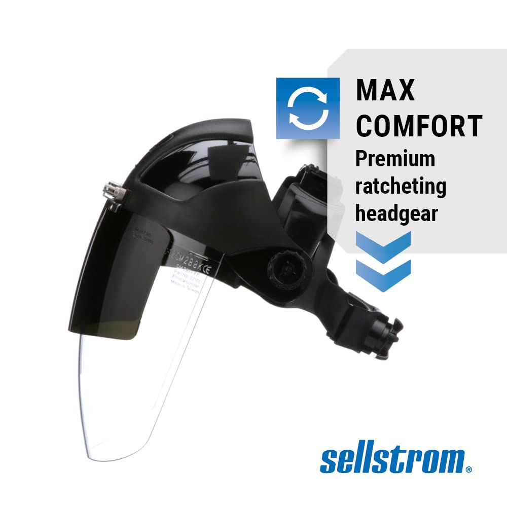 SELLSTROM Sellstrom S32151 DP4 Series Multi-Purpose Faceshield, Flip-Up IR Window & Ratcheting Headgear, AF/Clear, Shade 5 IR, 9 in H x 12.125 in L