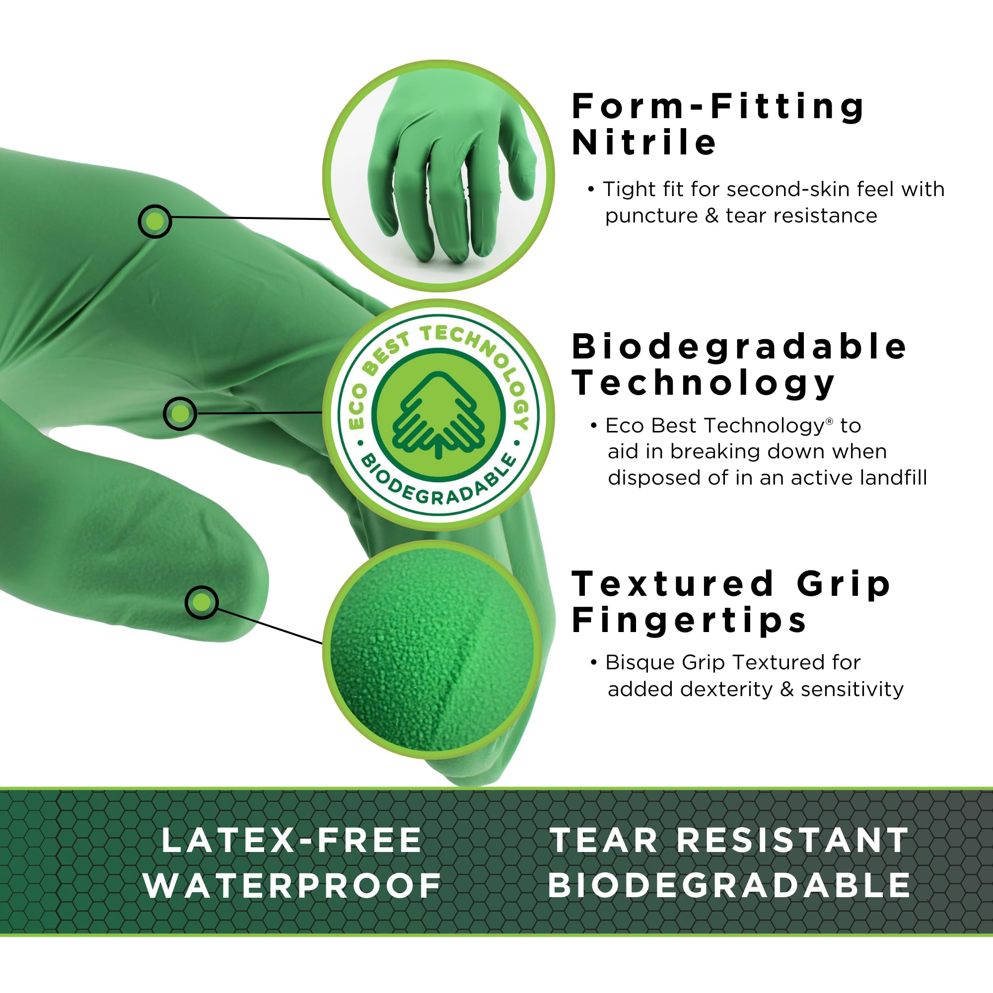 SHOWA SHOWA 6110PFS Biodegradable Nitrile Powder-Free Disposable Safety Glove 4 mil Thick 9.5 Inches Small 100 Pack