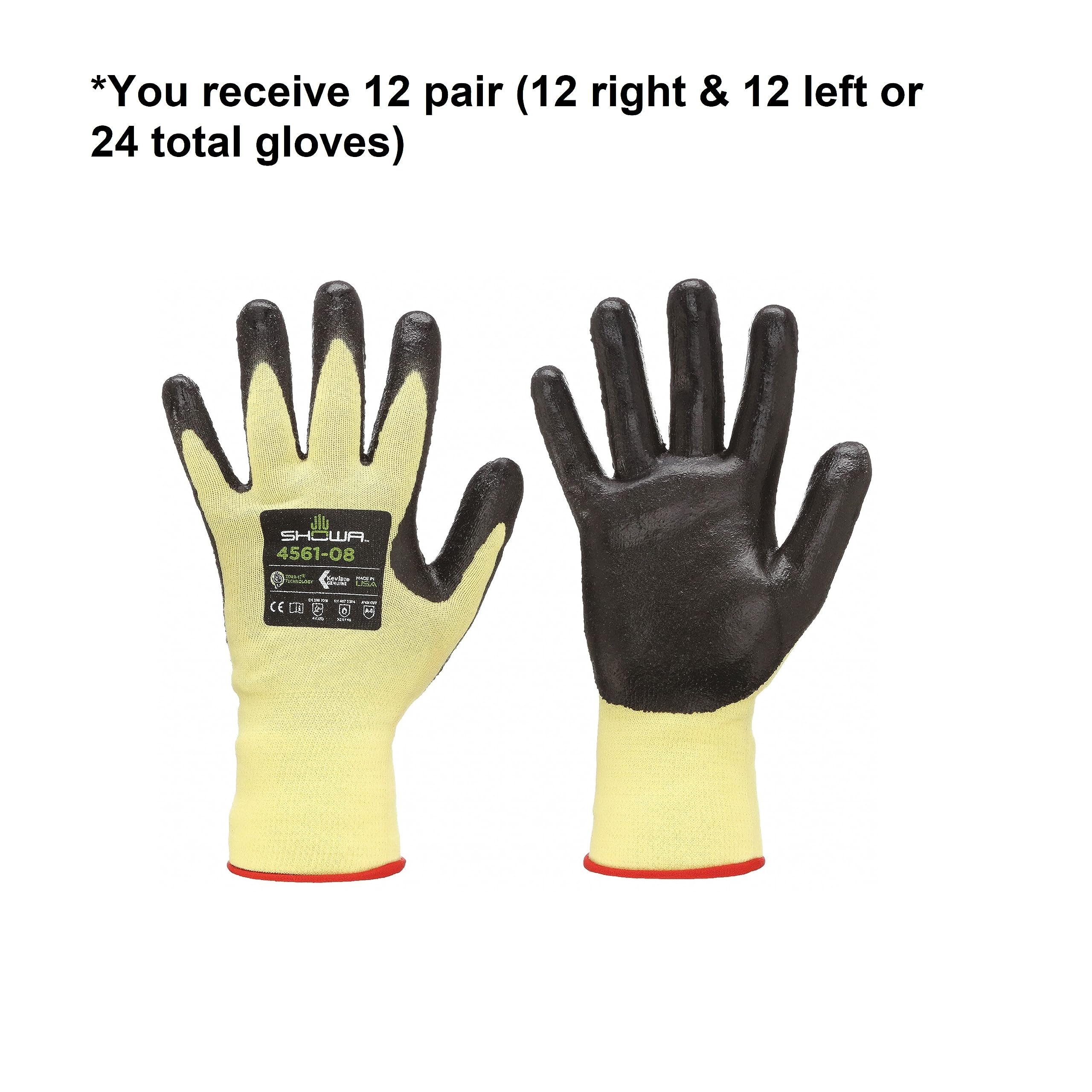 SHOWA SHOWA 4561S-06 Foam Nitrile Palm Coated Flame and Cut Resistant Safety Gloves Small 12 Pair