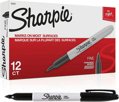 Sharpie 30001 Permanent Marker Fine Point 12-Pack Black