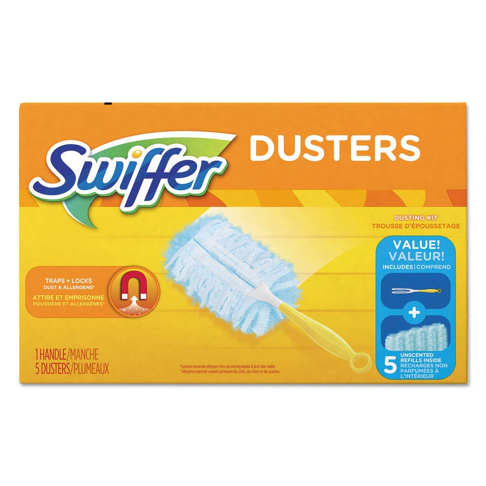 SWIFFER Swiffer 11804 Dusters Starter Kit Dust Lock Fiber 6 Handle Blue Yellow 6/carton
