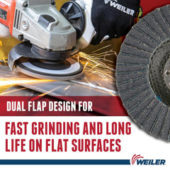 Weiler 51223 Tiger X Flap Disc Ceramic Zirconia Alumina Flat 40 Grit 4-1/2 Inches 7/8 Arbor Hole Pack of 10