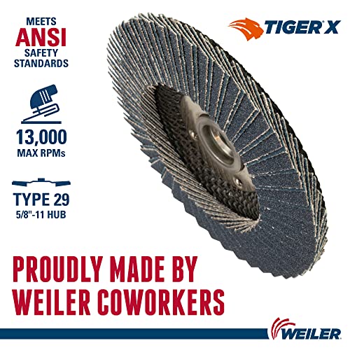 WEILER Weiler 51204 Tiger X Flap Disc 36 Grit 4-1/2 Pack of 10