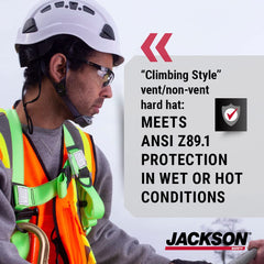 Jackson Safety 20920 Vented Hard Hat Industrial Climbing Style 6-pt Suspension (Multiple Colors) White Medium