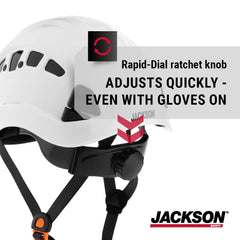 Jackson Safety 20920 Vented Hard Hat Industrial Climbing Style 6-pt Suspension (Multiple Colors) White Medium