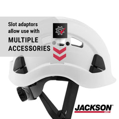 Jackson Safety 20920 Vented Hard Hat Industrial Climbing Style 6-pt Suspension (Multiple Colors) White Medium