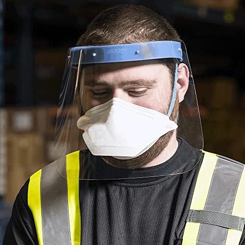 JACKSON SAFETY Jackson Safety 14350 Face Shield Mask Kit For Medical Protection, Healthcare Workers, 9 x 14 Fog Resistant Window