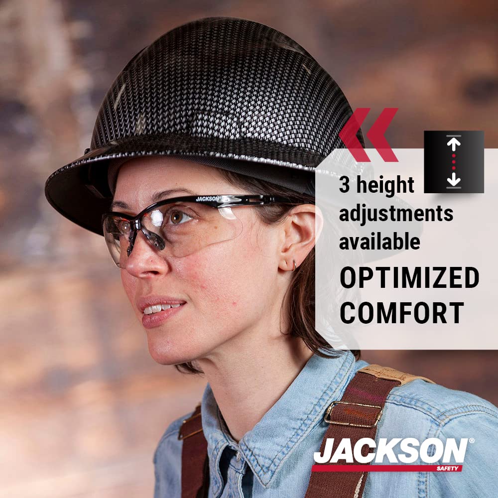 JACKSON SAFETY Jackson Safety 20600 Blockhead Fiberglass Full Brim Hard Hat 4-Point Ratchet Suspension Non-Vented Carbon Fiber Pattern Large