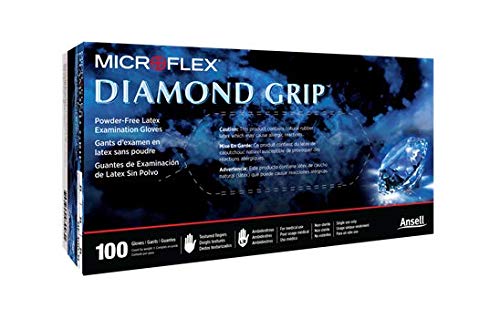 MICROFLEX Microflex MF-300-M Medium Diamond Grip Latex Gloves 100 Count