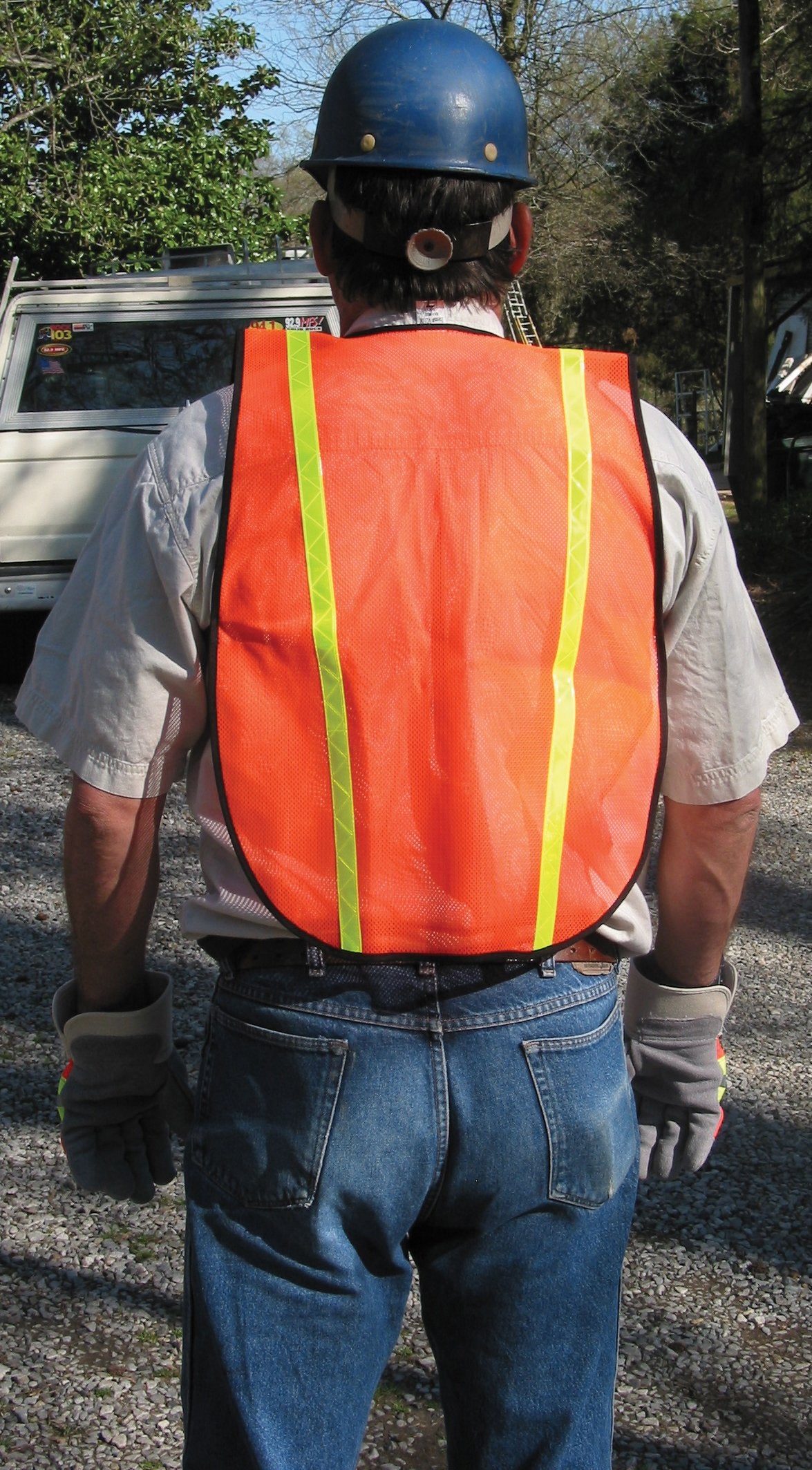 MCR SAFETY MCR Safety V211R Polyester Mesh General Purpose Safety Vest with 3/4-Inch Lime Reflective Stripe, Fluorescent Orange