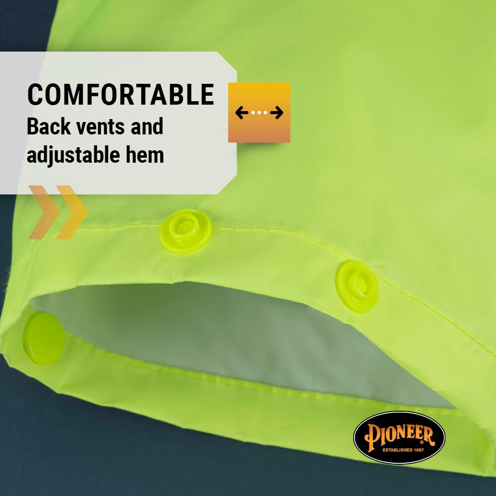 PIONEER Pioneer V1080160U-M High Visibility Lightweight Waterproof Safety Rain Suit Yellow Green Medium