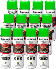 RUST-OLEUM Rust-Oleum 203023V Industrial Choice Inverted Solvent-Based Marking Spray Paint Fluorescent Green 17 Oz 12 Pack