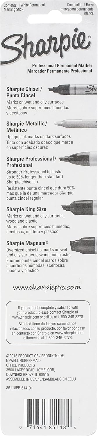 SHARPIE Sharpie 85118PP Mean Streak Permanent Marking Stick Bullet Tip White