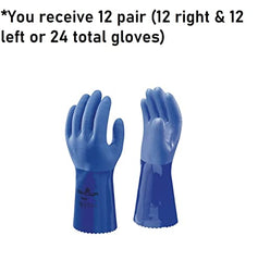 SHOWA 660L-09 Blue Atlas Cotton Lined 1.3 mm PVC Chemical Resistant Gloves, Large