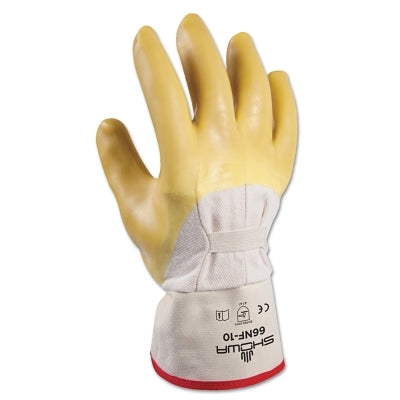 SHOWA Showa 66NF-10 Palm Coated Natural Rubber Glove, Cotton Poly Flannel Liner, Reinforced Safety Cuff, Large (Pack of 12 Pairs)
