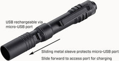 Streamlight 66601 MicroStream 250-Lumen USB Rechargeable Flashlight Black