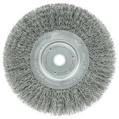 Weiler 1075 Narrow Face Crimped Wire Wheel 0.014 in Steel Wire 6 in dia x 3/4 in W Face 6000 RPM