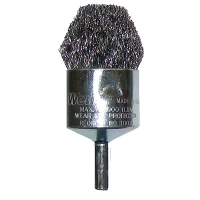 WEILER Weiler 10323 Controlled Flare Crimped Wire End Brush 1 Inch 0.020 Stainless Steel Fill Pack of 10