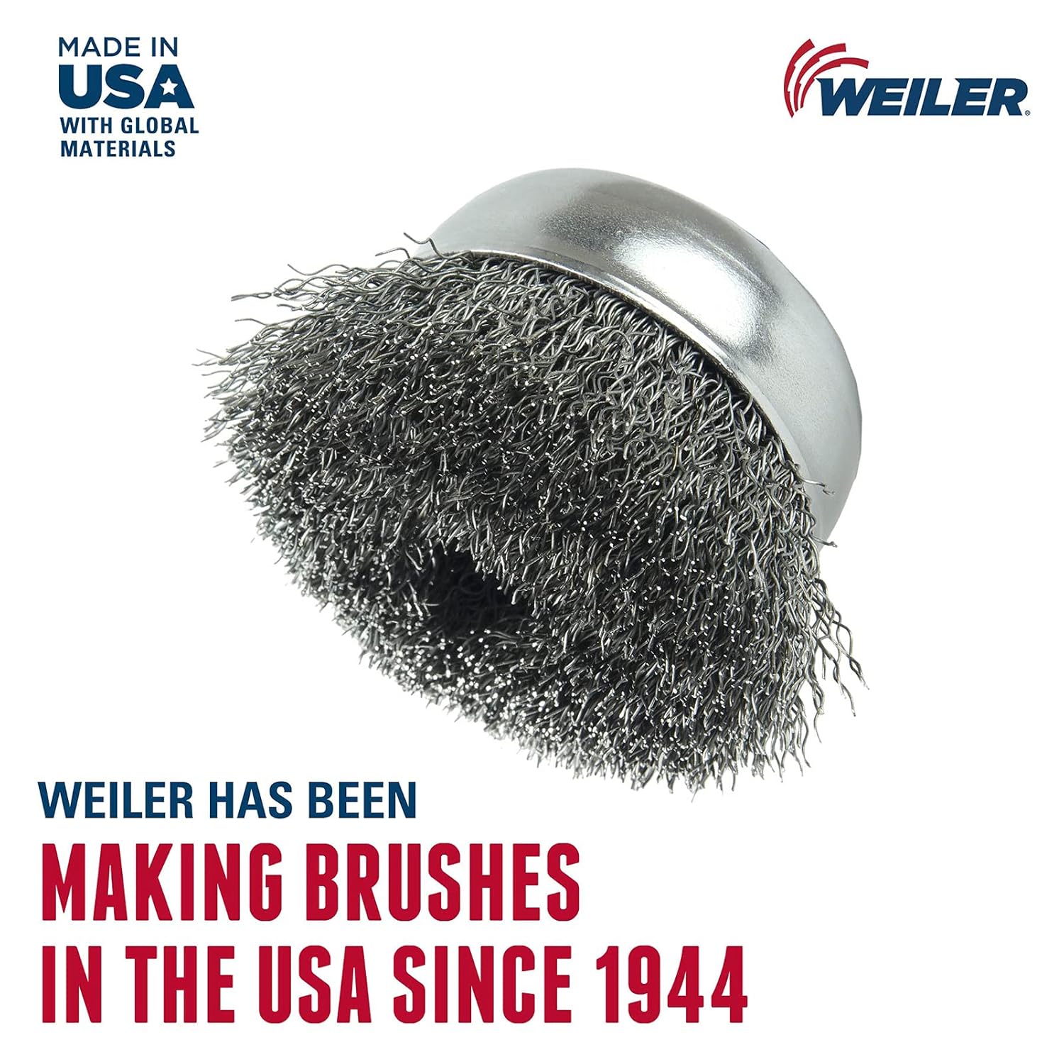 WEILER Weiler 14076 Crimped Wire Cup Brush 0.02 in Steel Wire 6 Inches Diameter 5/8-11 UNC Nut