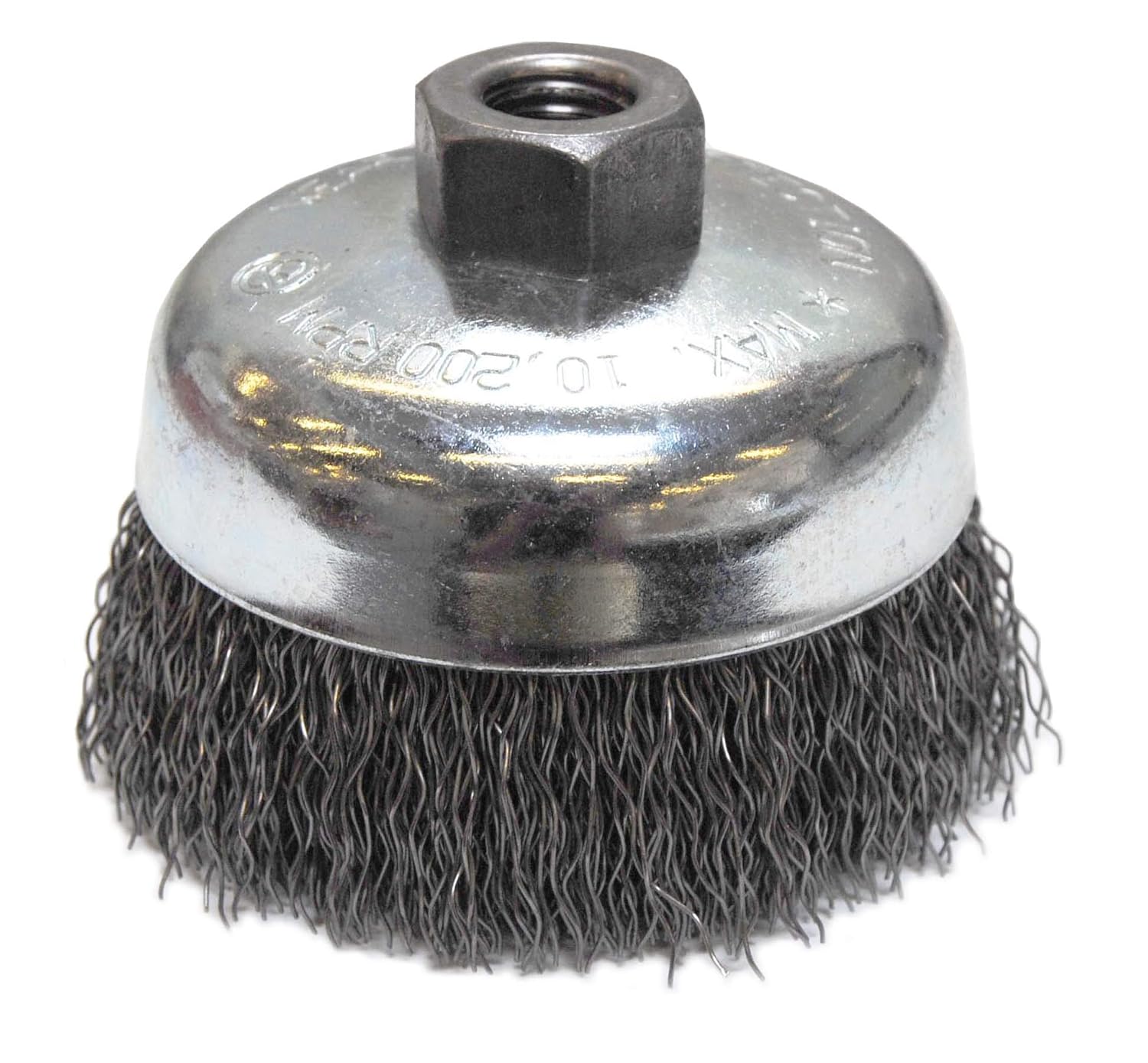WEILER Weiler 36036 Vortec Pro 4 Crimped Wire Cup Brush .020 Steel 5/8-11 UNC Nut