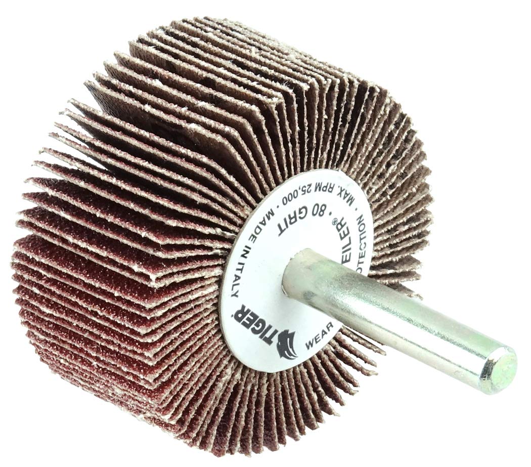 WEILER Weiler 52016 Tiger Coated Abrasive Flap Wheel 2 x 1 80AO 1/4 Stem