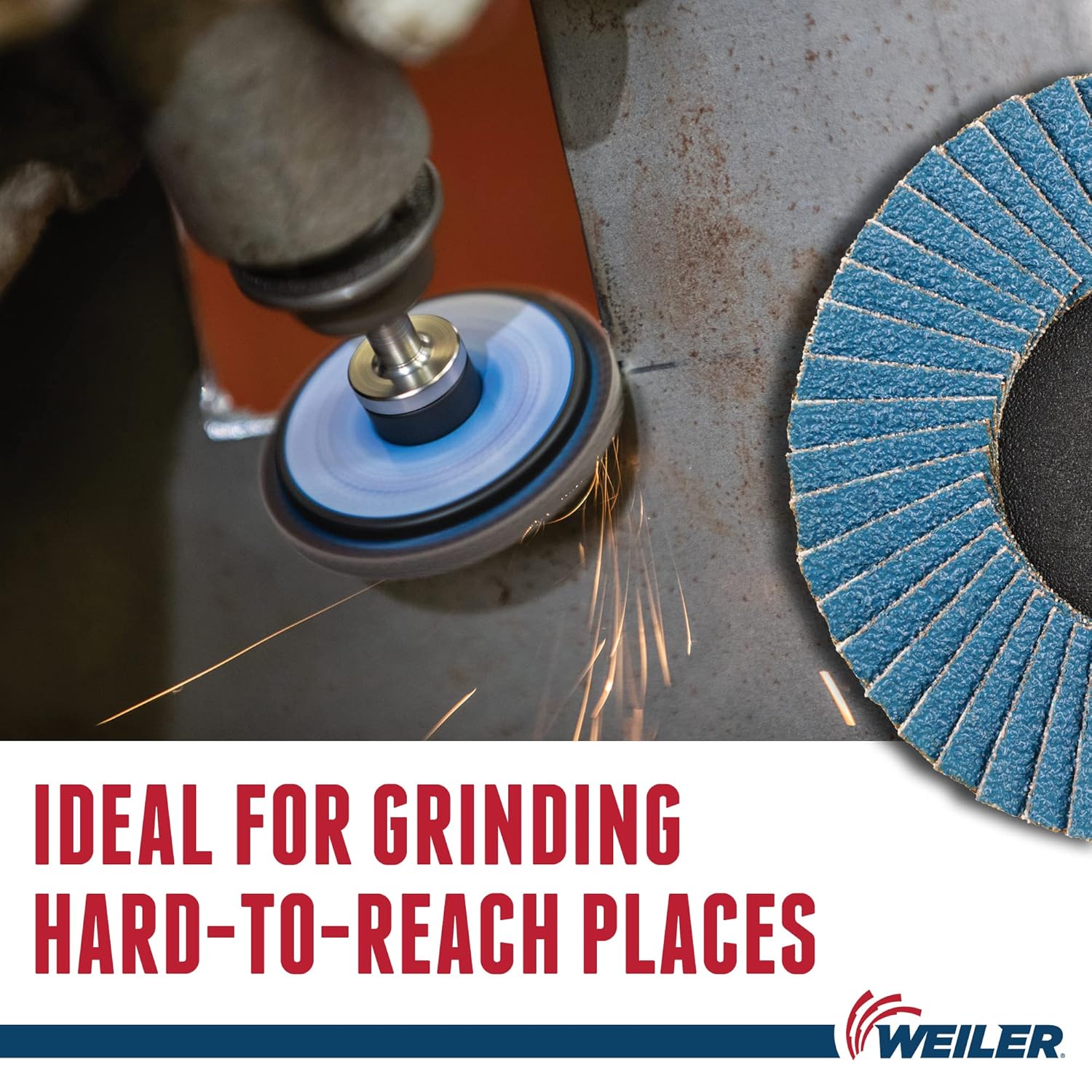 WEILER Weiler 50916 BobCat 2 Diameter, 40 Grit, Zirconium, Plastic Backing, Type 27 Specialty Abrasive Flap Mini Disc
