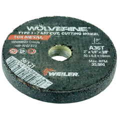 Weiler 56131 2-Inch Cutting Wheel Wolverine AO Steel/Metal Fast Cutting Value Snagging 1/4 A36R Type 1 3/8 Arbor Pack of 40