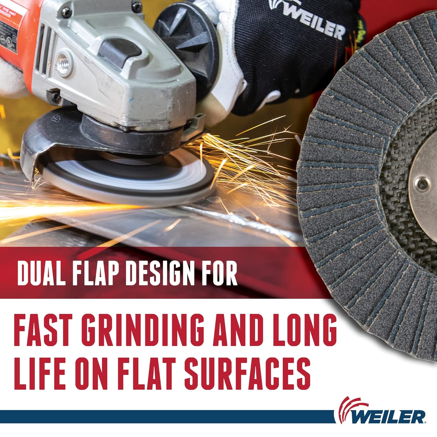 WEILER Weiler 51228 Tiger X Flap Disc Ceramic and Zirconia Alumina Flat Phenolic Backing 80 Grit 4.5 Inches 5/8-11 Arbor Hole Pack of 10