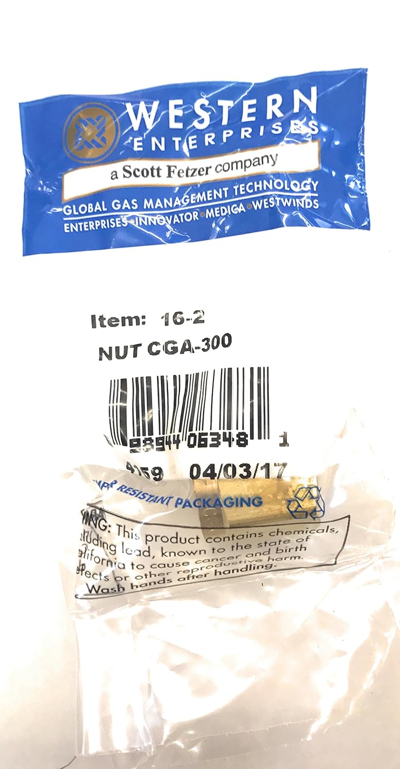 WESTERN ENTERPRISES Western Enterprises 16-2 Regulator Inlet Nut Acetylene (Commercial) Brass CGA-300 0.83 in to 14 NGO RH Female