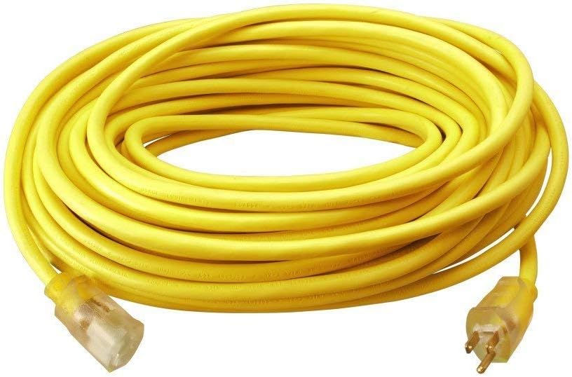 DIVERSITECH Southwire 2588SW0002 Outdoor Cord 12/3 SJTW Heavy Duty 3 Prong Extension Cord 50 Feet Yellow