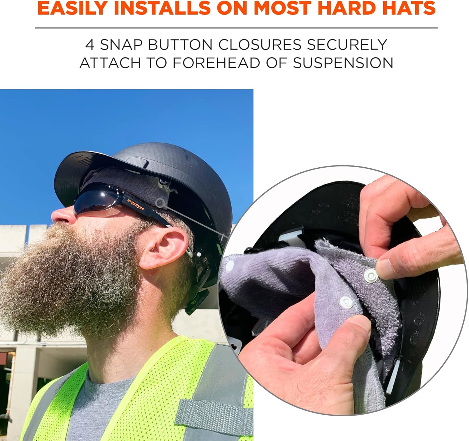 ERGODYNE Ergodyne 12440 Chill-Its 6609 Hard Hat Terry Sweatband Gray