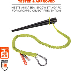 Ergodyne 19003 Squids 3100 Tool Lanyard with Single Carabiner and Adjustable Loop End, Standard Length, Lime