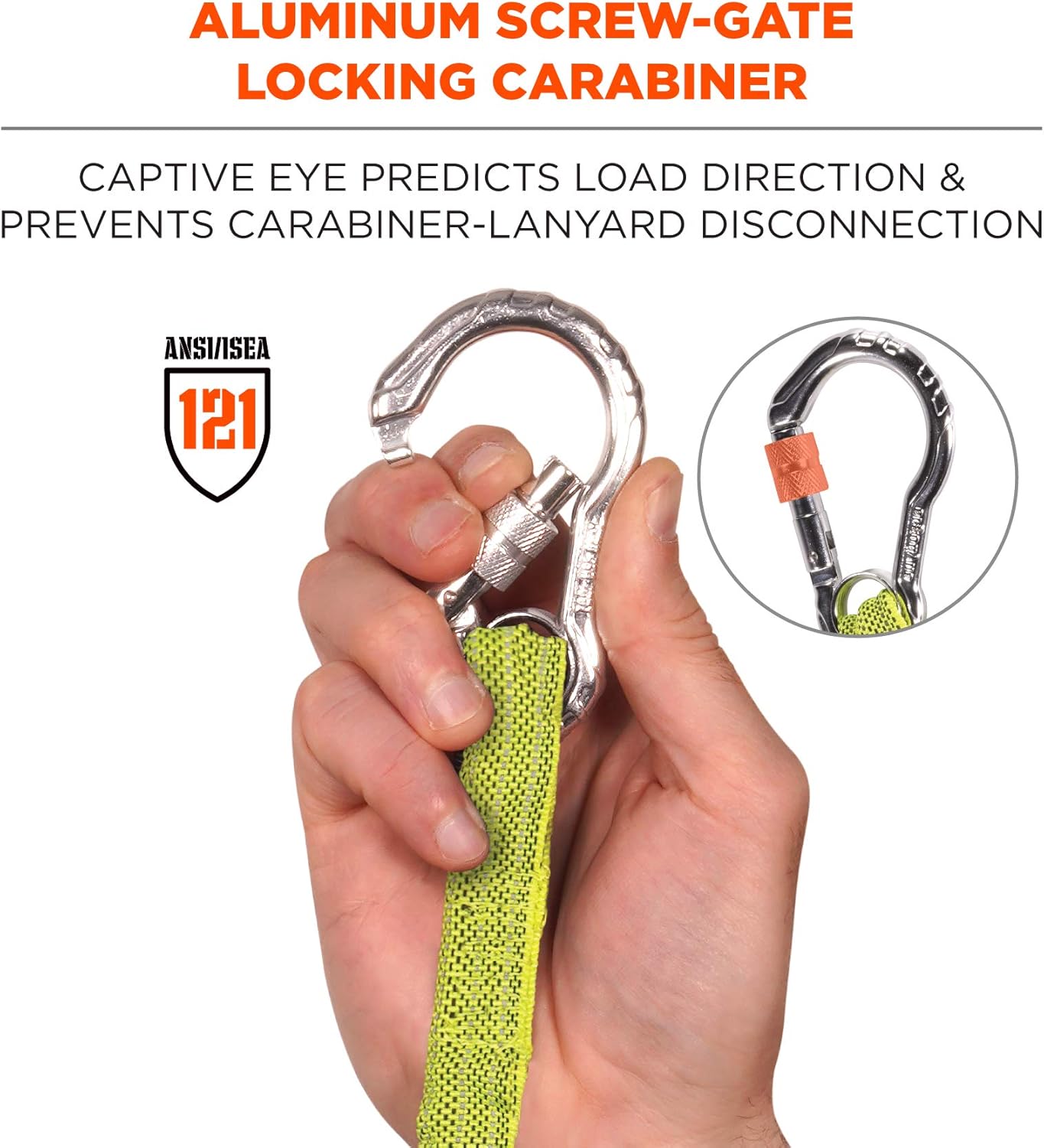 ERGODYNE Ergodyne 19003 Squids 3100 Tool Lanyard with Single Carabiner and Adjustable Loop End, Standard Length, Lime