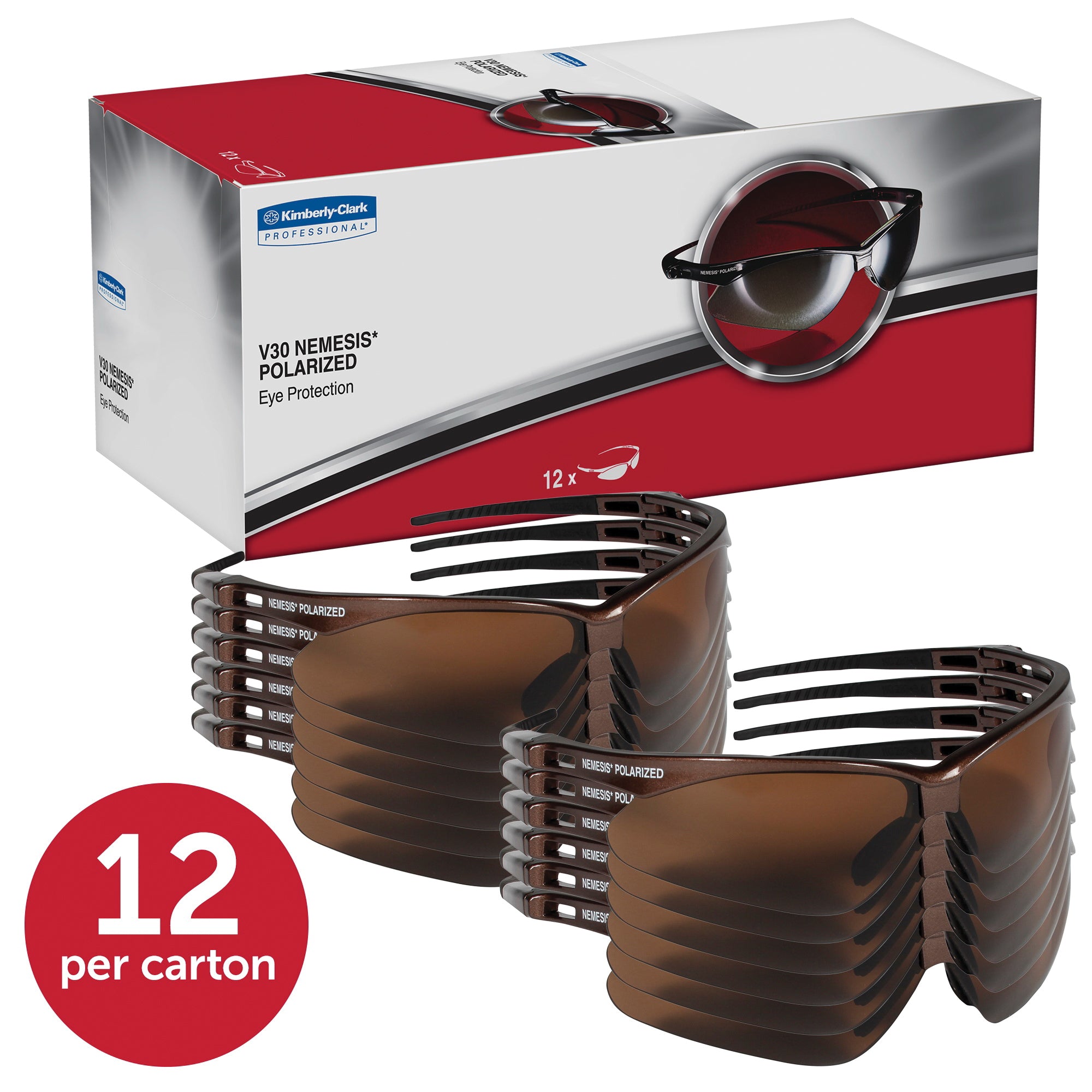 KLEENGUARD Kimberly Clark Global Safety 28637 V30 Nemesis Polarized Safety Glasses Brown Frame Brown Lens