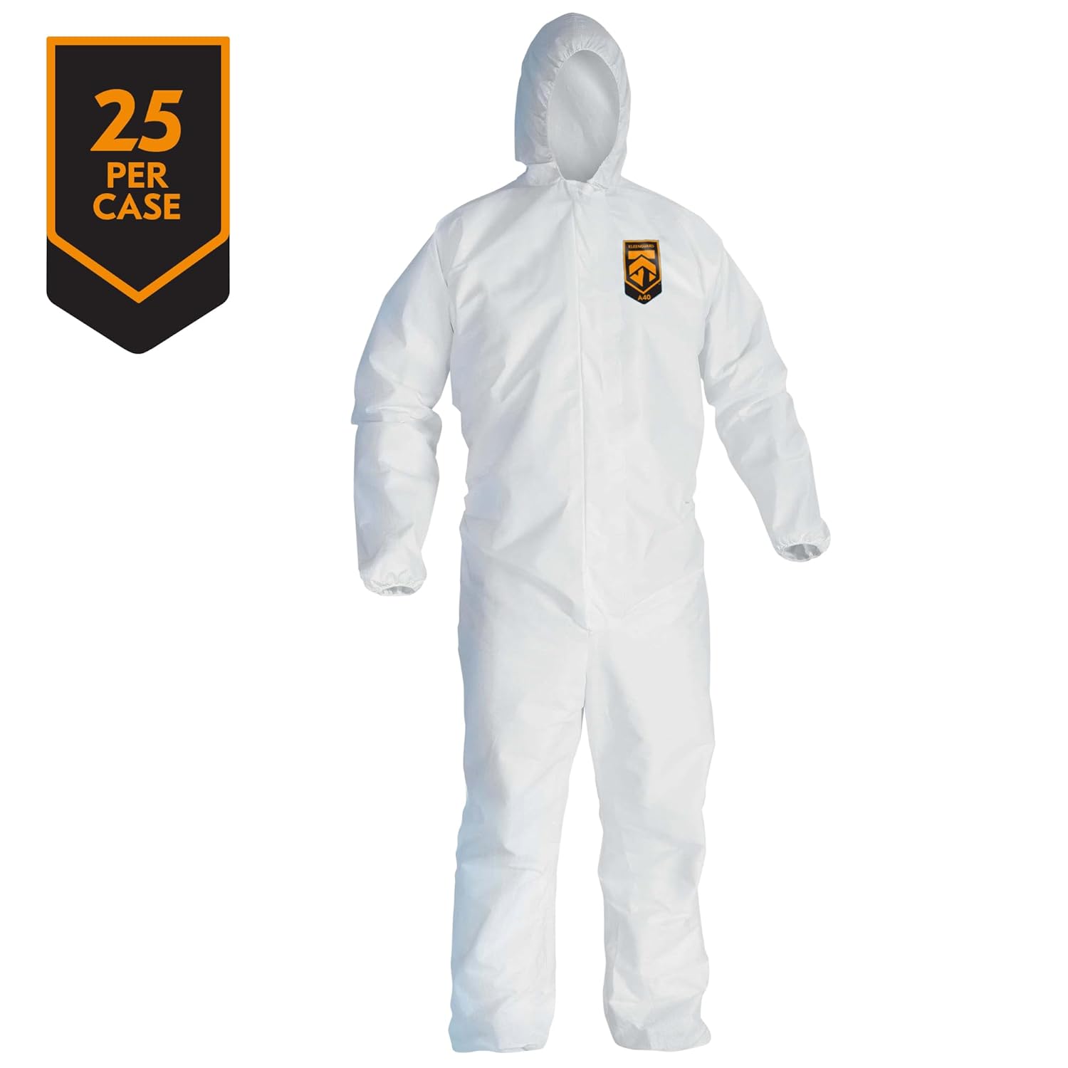 KLEENGUARD KleenGuard 44327 A40 Elastic-Cuff and Ankle Hooded Coveralls 4X-Large White Case of 25