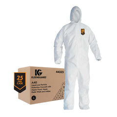 KleenGuard 44323 L Size Film Laminate Coverall in White, Protective Apparel