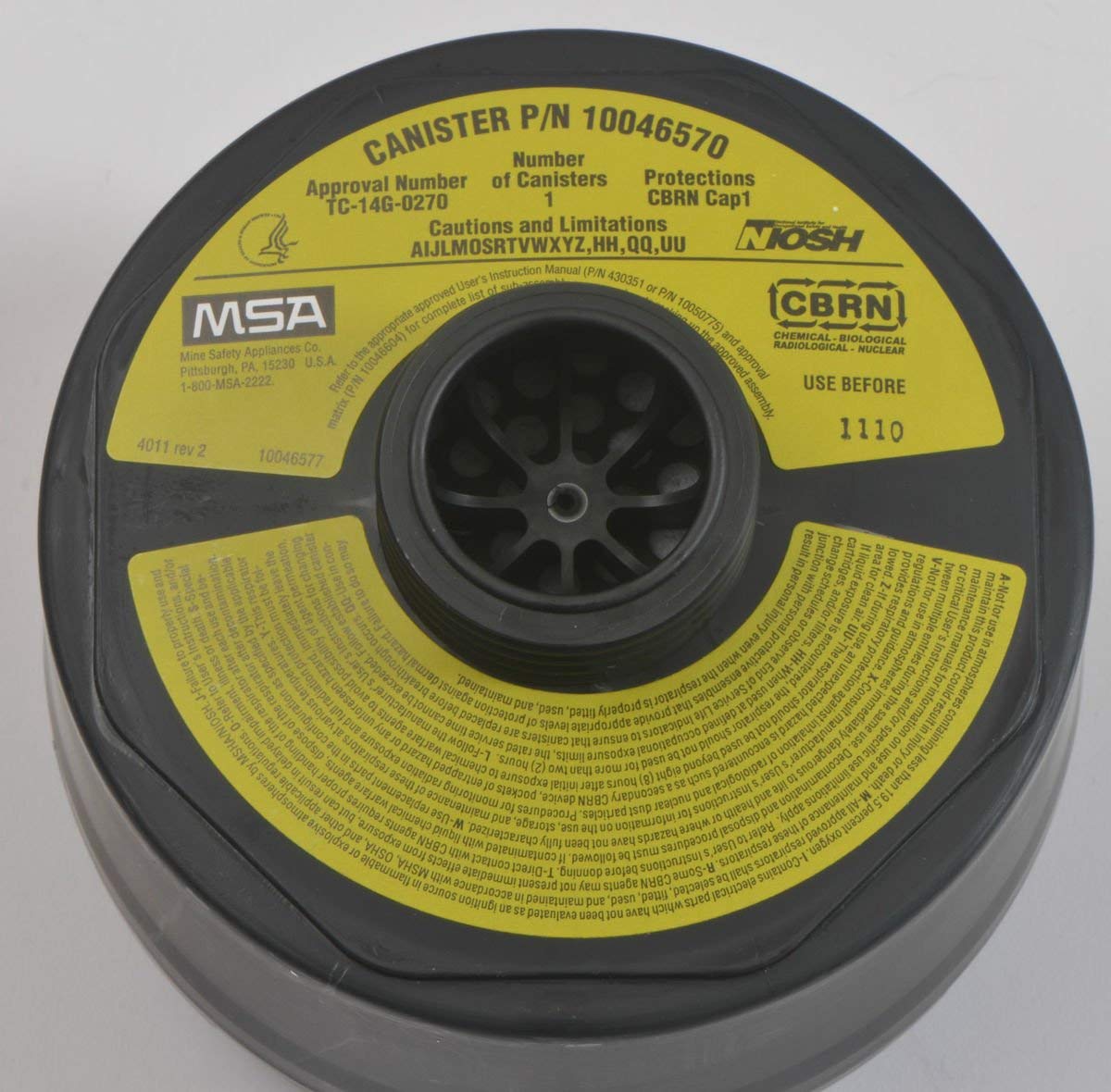 MSA SAFTEY MSA 10046570 CBRN Canister For Millennium and Ultra-Elite Facepieces