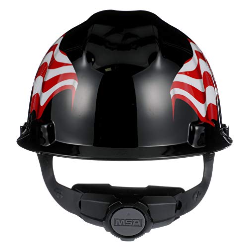 MSA SAFTEY MSA 10079479 V-Gard Slotted Hard Hat Fas-Trac Ratchet Cap American Eagle