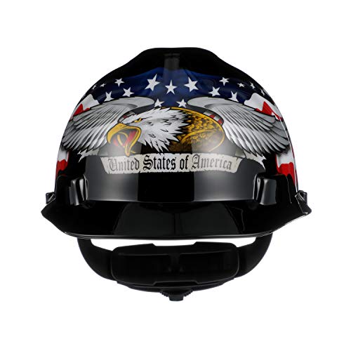 MSA SAFTEY MSA 10079479 V-Gard Slotted Hard Hat Fas-Trac Ratchet Cap American Eagle