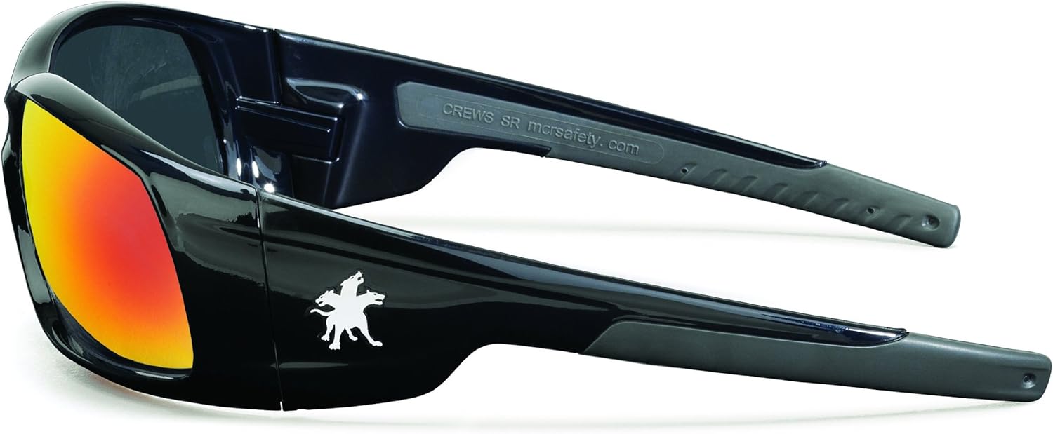 MCR SAFETY MCR Safety SR11R Crews Swagger Brash Look Polycarbonate Dual Lens Glasses Polished Black Frame Fire Mirror Lens