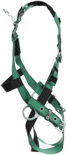 MSA SAFTEY MSA 10197216 V-Form Full Body Safety Harness - Extra Large, D-Ring Configuration: Back/Hip, Tongue Buckle Leg Straps, Color: Green