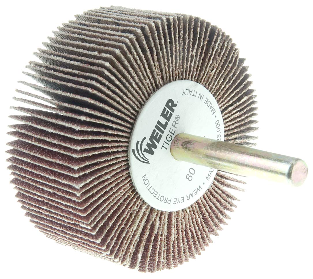 WEILER Weiler 52487 Tiger Coated Abrasive Flap Wheel 1/4 Stem 80AO Pack of 10