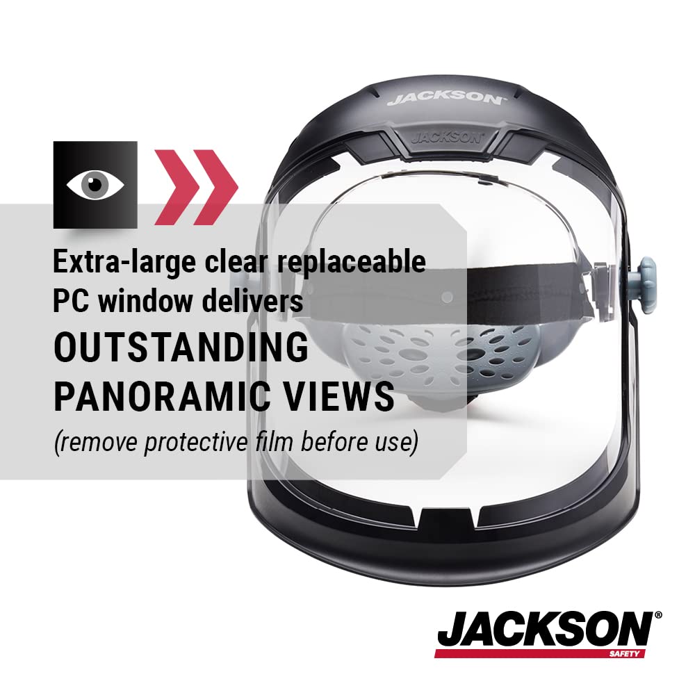 JACKSON SAFETY Jackson Safety 14200 Maxview Premium Face Shield with 370 Speed Dial Ratcheting Headgear - Uncoated Clear